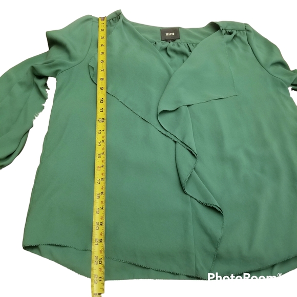 Maeve by Anthropologie Green Ruffle Blouse - Size 8 - Picture 15 of 16